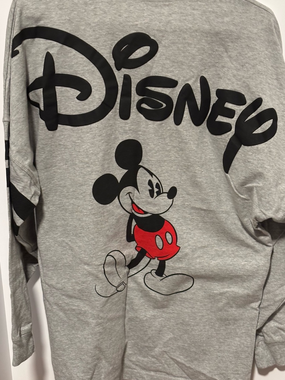 Disney Gray women’s Sweatshirt with Black Logo and Red Mickey Graphic